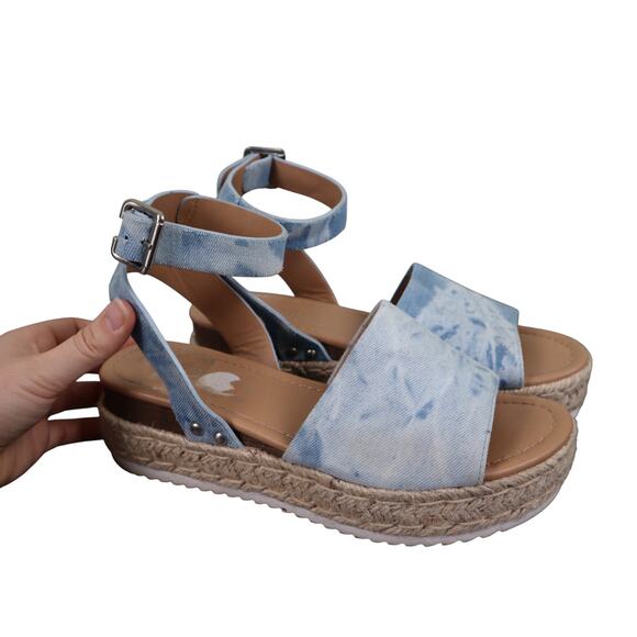 Coconuts By Matisse Women Topic Platform Espadrille Sandal Size 8.5 Blue Tie Dye - Picture 2 of 10